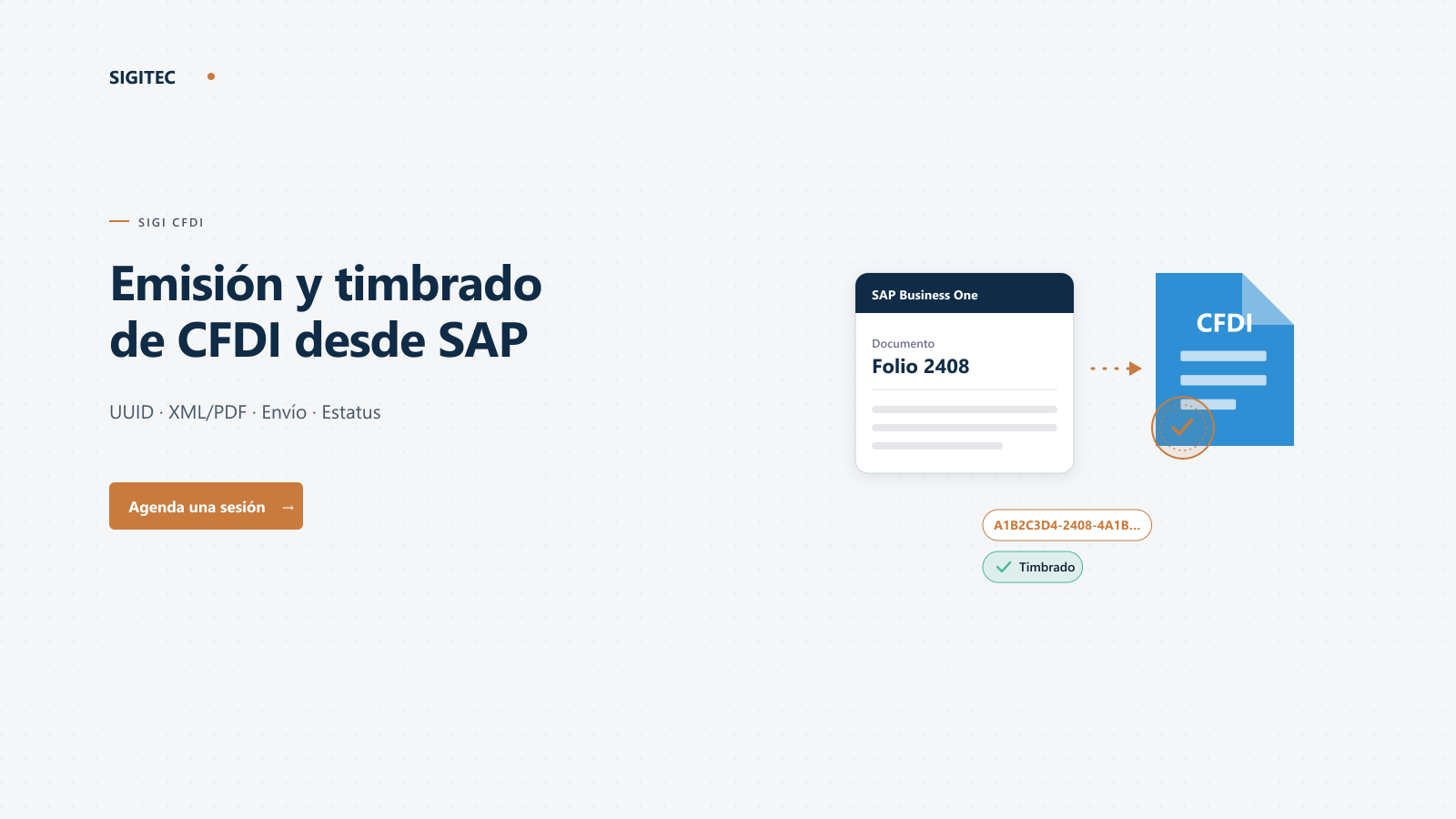 Poster explainer de SIGI CFDI: emisión y timbrado desde SAP